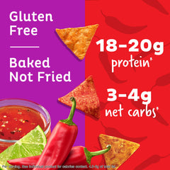 Quest tortilla-style protein chips spicy-sweet chili bag with nutrition panel