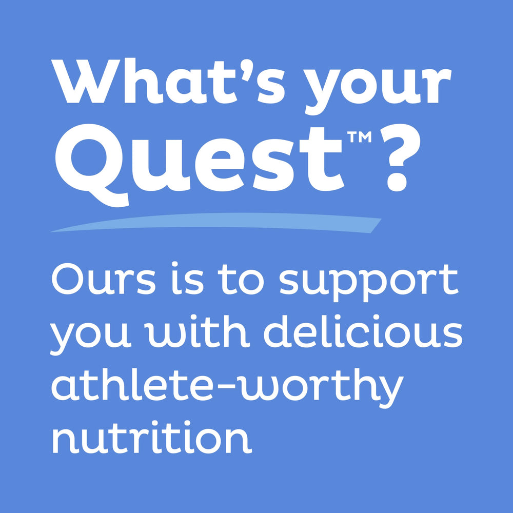 Quest Vanilla Latte on-the-go energy visual for workouts and travel.