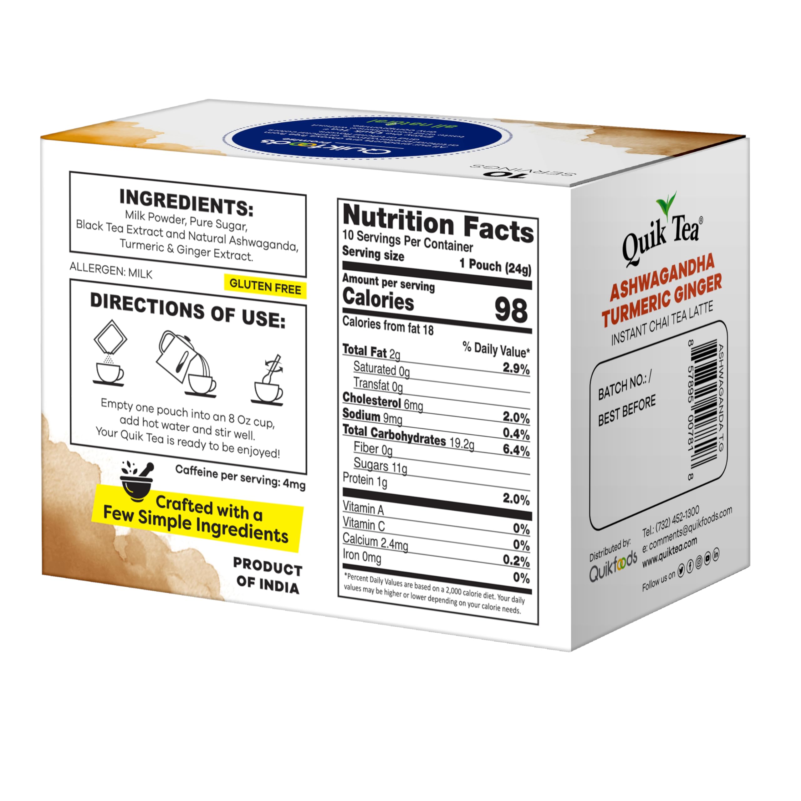 Quik Tea instant chai latte cup ready to pour with inviting aroma