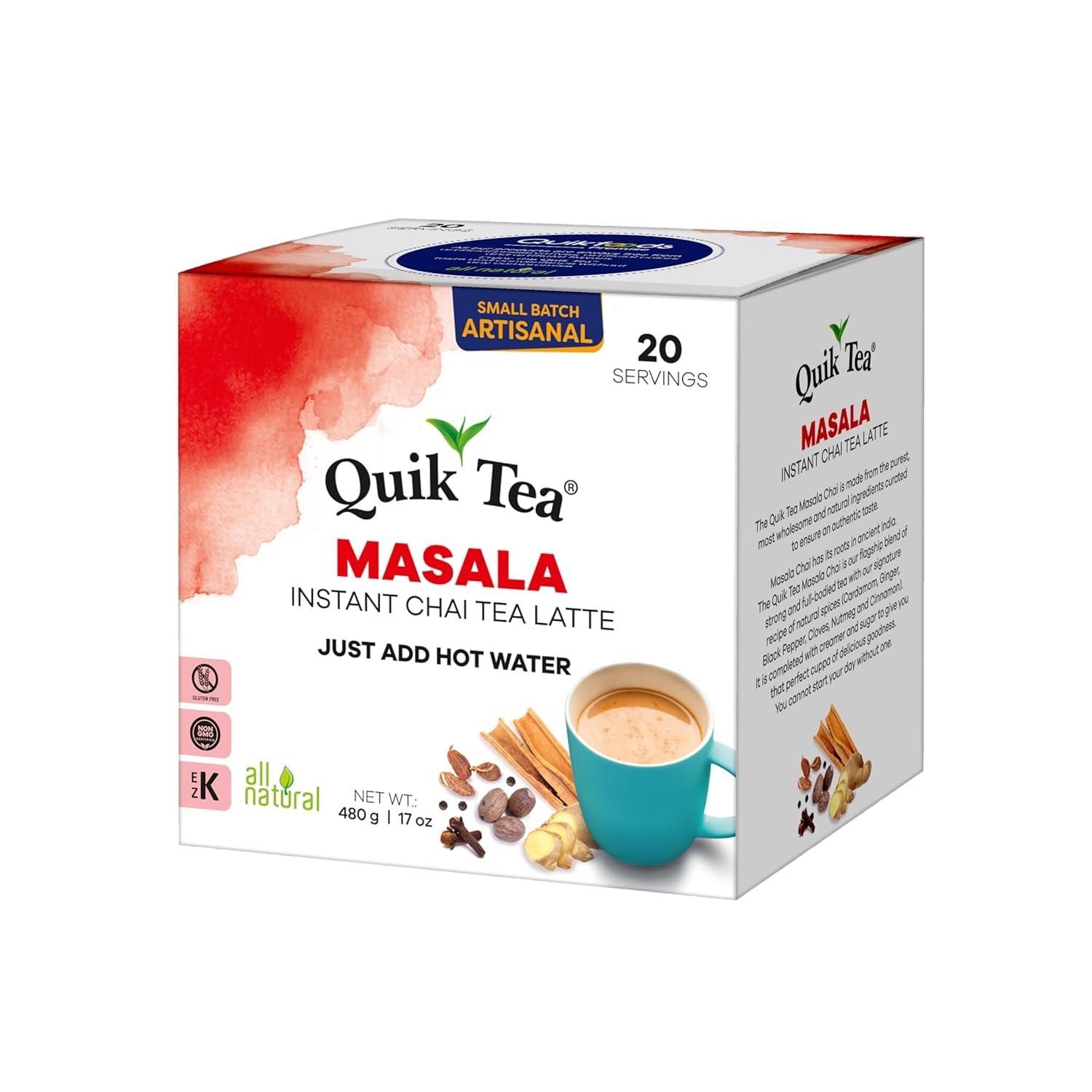 QuikTea masala chai latte cup ready after adding hot water
