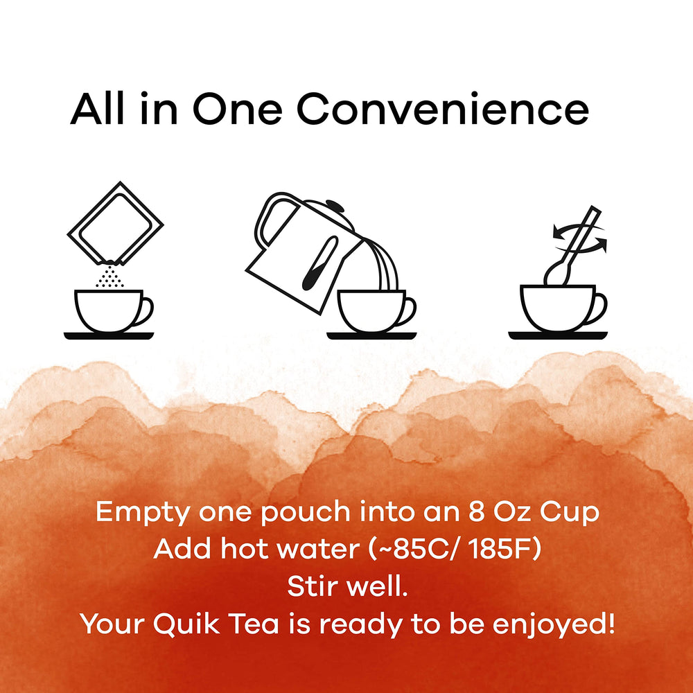 Quik Tea sachets ready to brew deliver daily warmth.