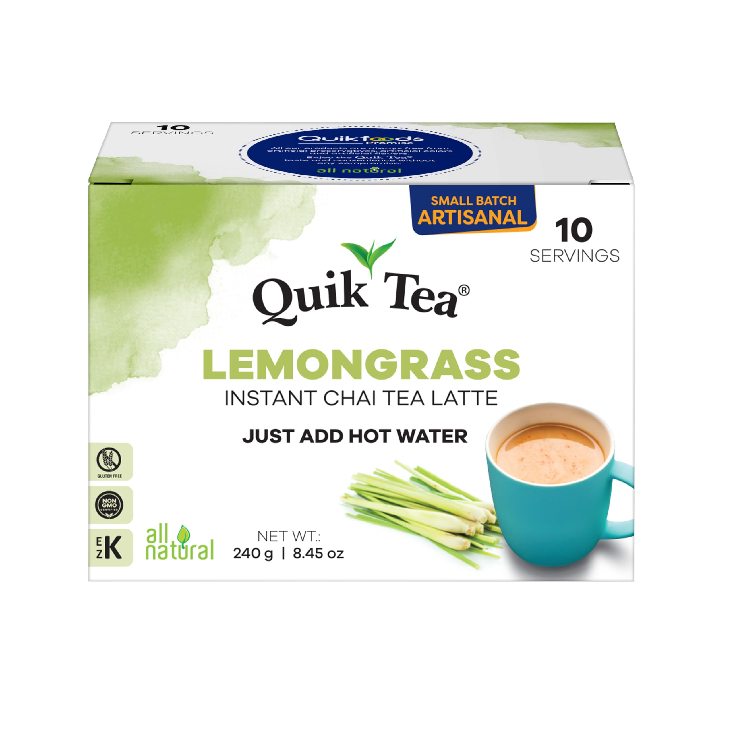Quik Tea Lemongrass Chai Latte cup ready in seconds with hot water