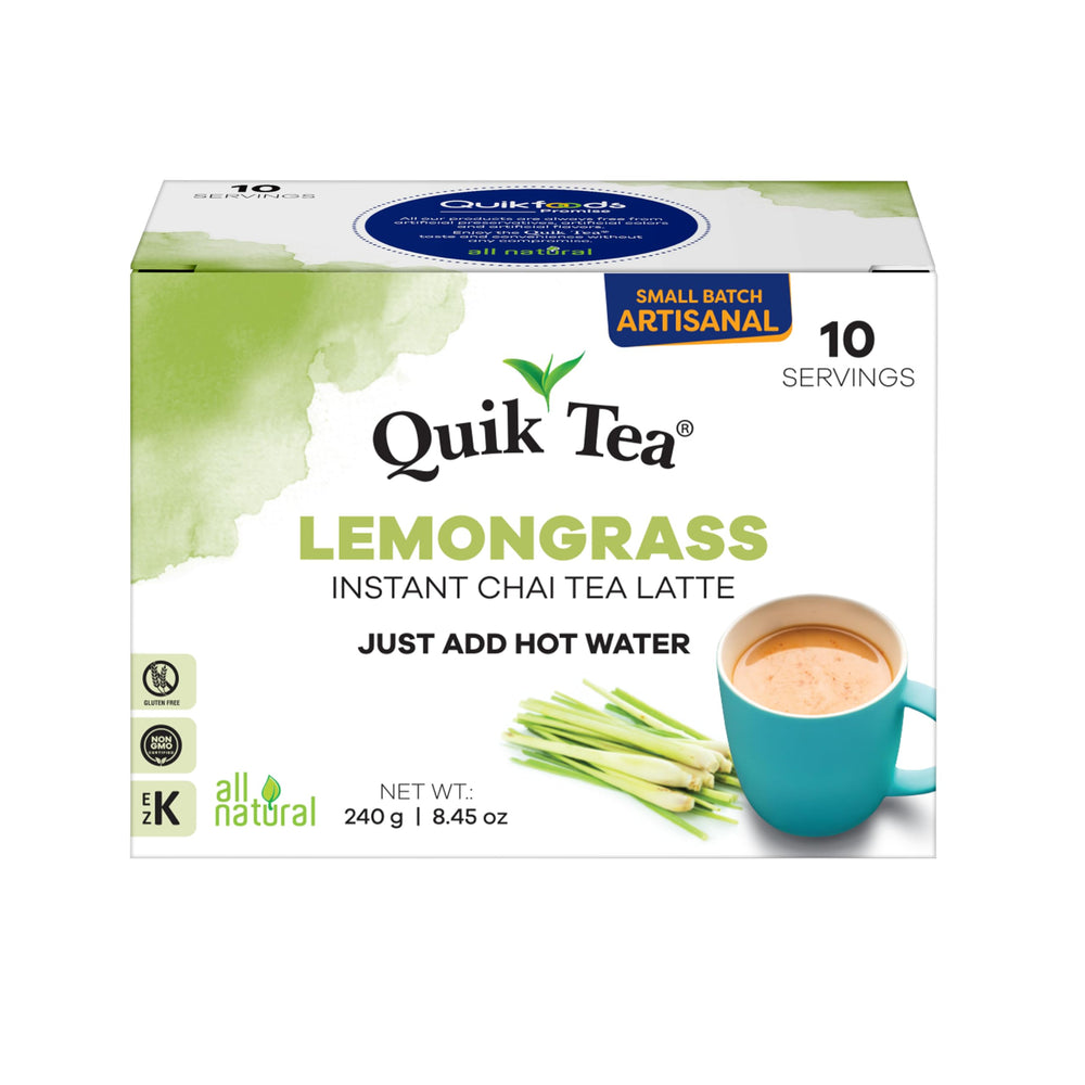 Quik Tea Lemongrass Chai Latte cup ready in seconds with hot water