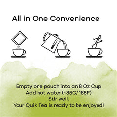 Close-up of Quik Tea Lemongrass Chai Latte tea pack