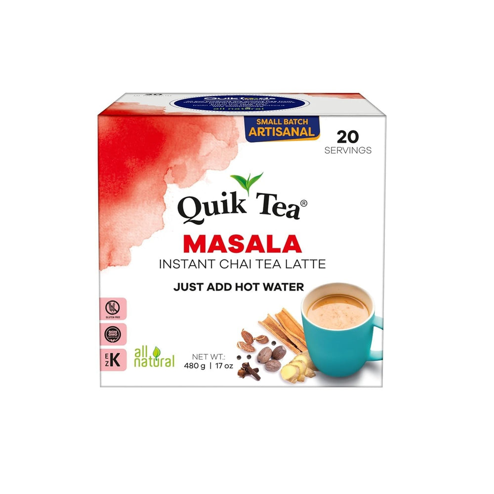 QuikTea Masala Chai Latte pouches for quick single-serve brewing