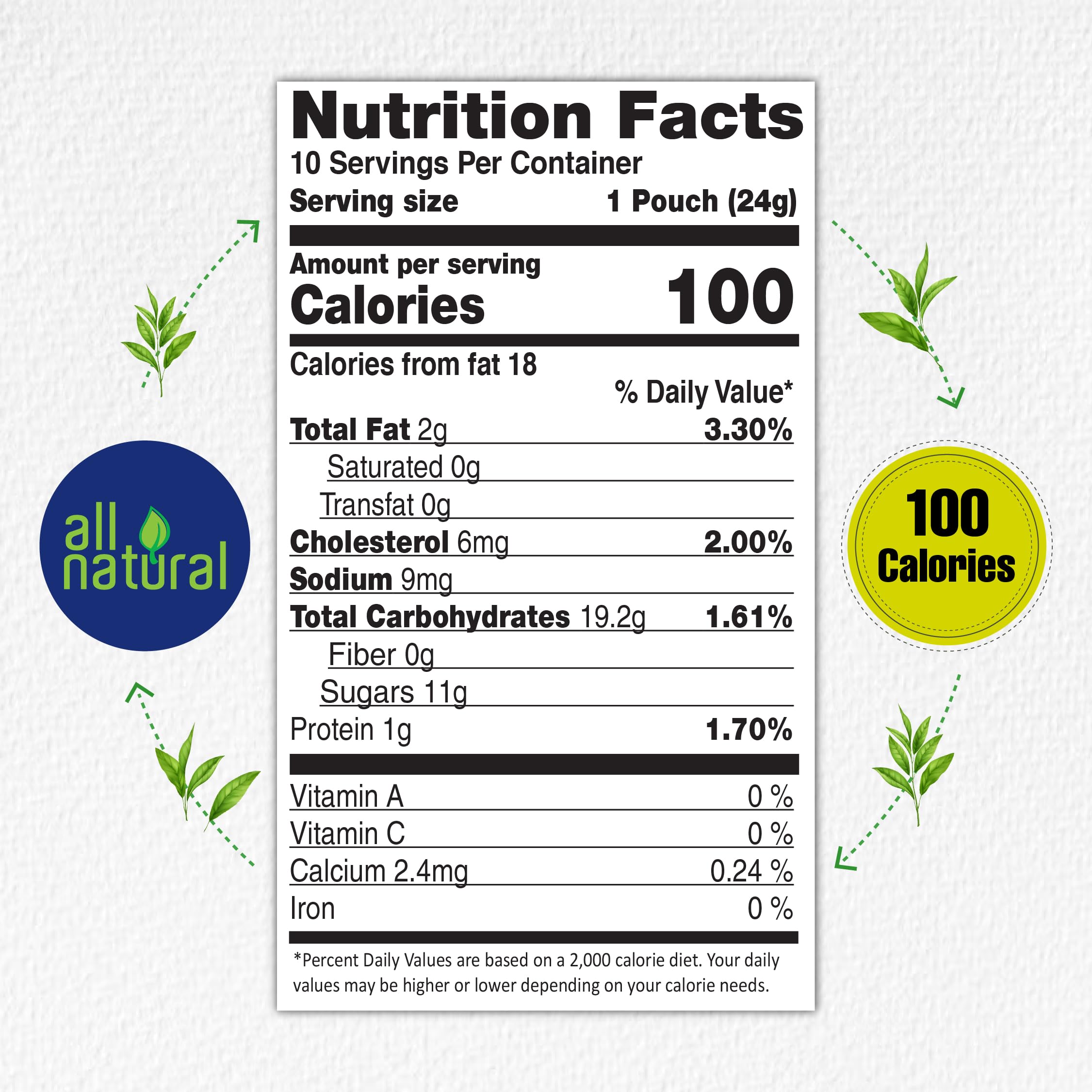 Quik Tea natural ingredients label highlights no artificial colors or flavors