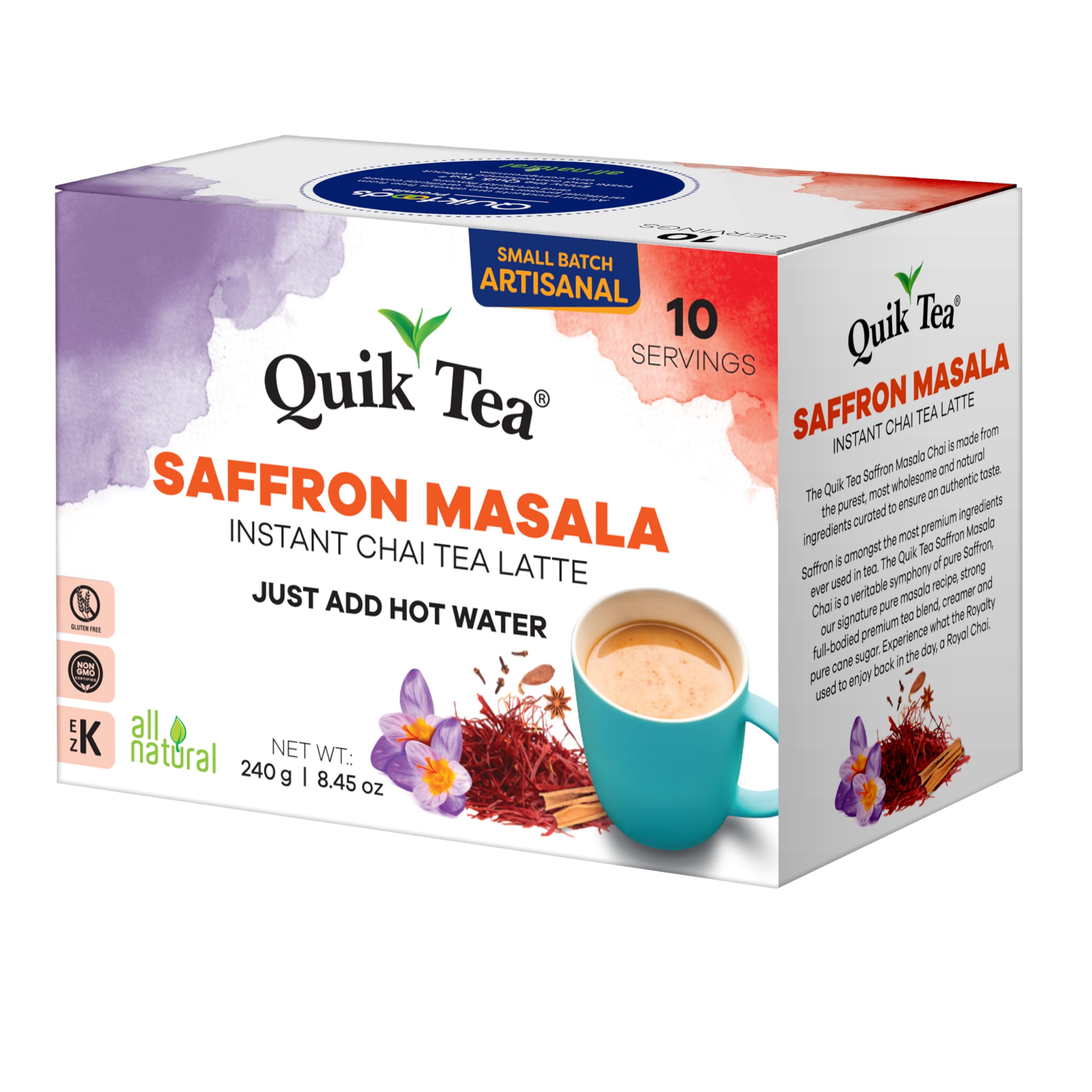 Quik Tea saffron masala chai latte spice blend close-up emphasizes authentic aroma