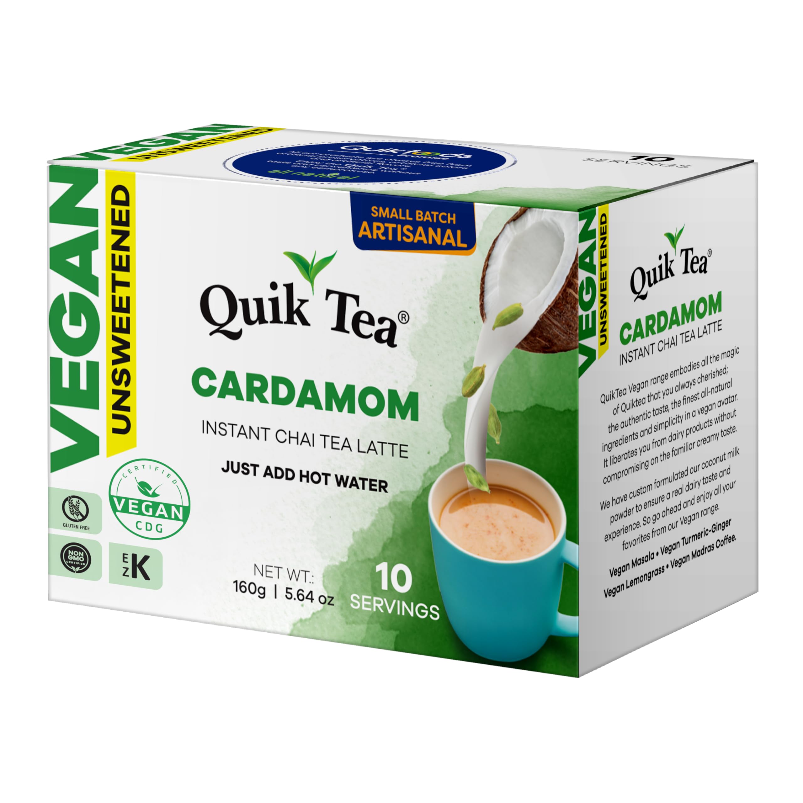 QuikTea instant chai latte setup: add hot water and stir