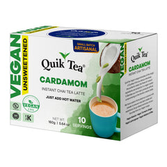 QuikTea instant chai latte setup: add hot water and stir