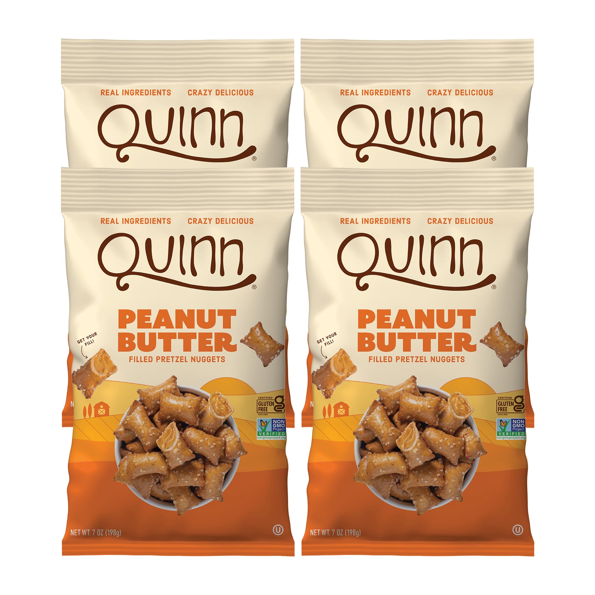 Quinn gluten-free peanut butter filled pretzel nuggets ready to snack
