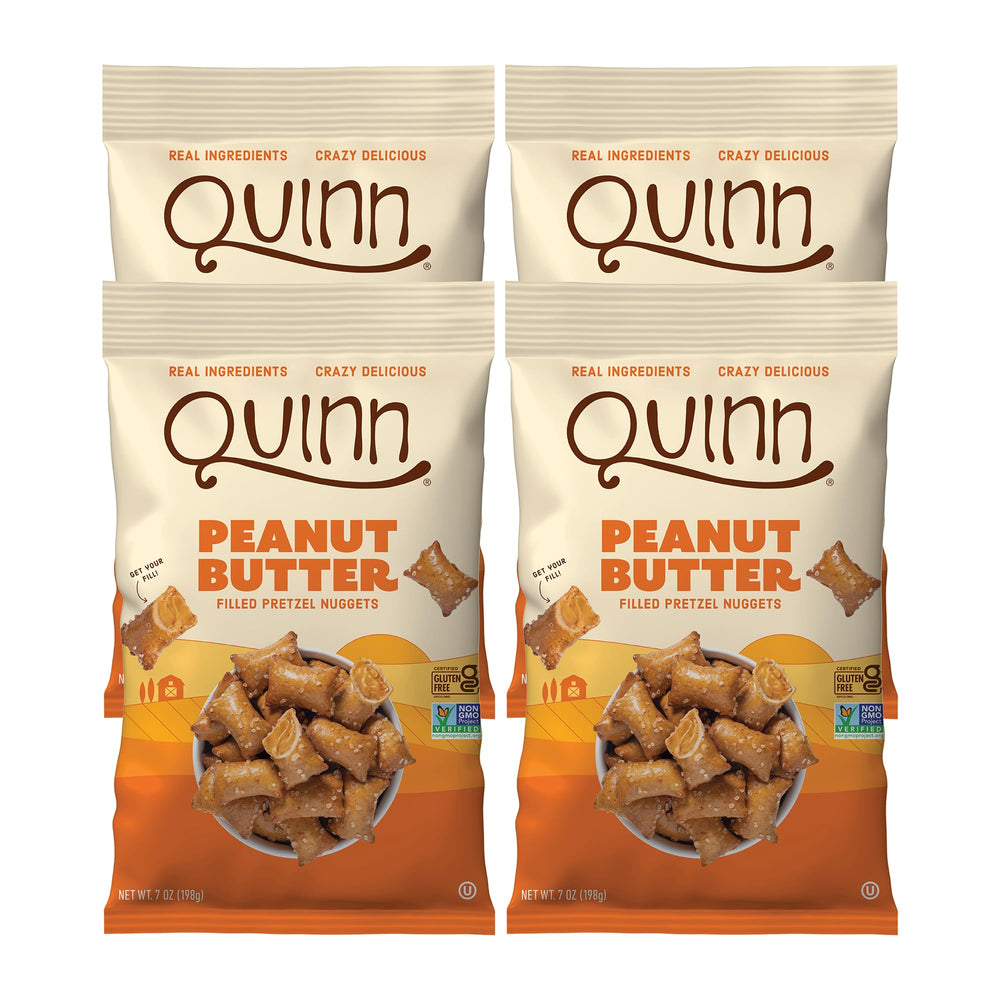 Quinn gluten-free peanut butter filled pretzel nuggets ready to snack