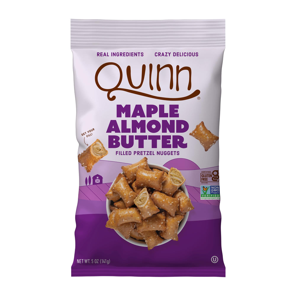 Quinn vegan label on the bag indicating dairy-free and plant-based snacking