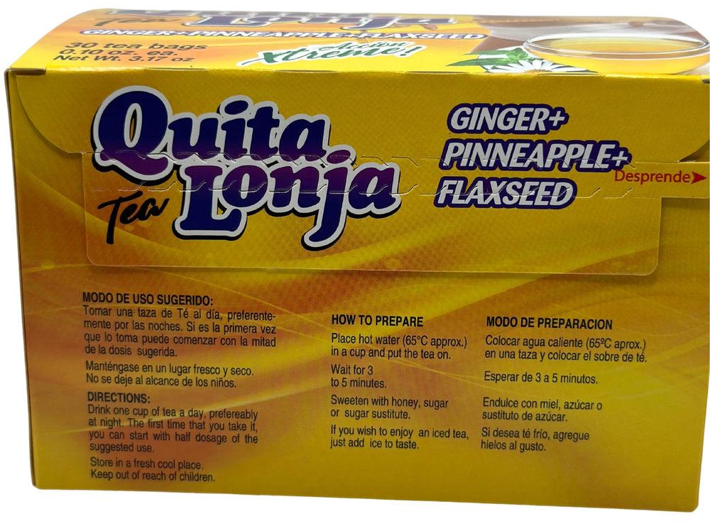 Freshly brewed QUITA LONJA Tea in a cup, inviting tropical aroma.