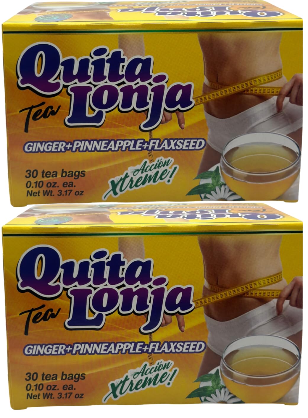 QUITA LONJA Tea ginger-pineapple pack close-up, perfect for a refreshing daily ritual.