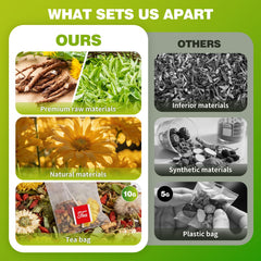 QUMIOBU Dandelion root ingredients closeup shows natural plant components for flavor.