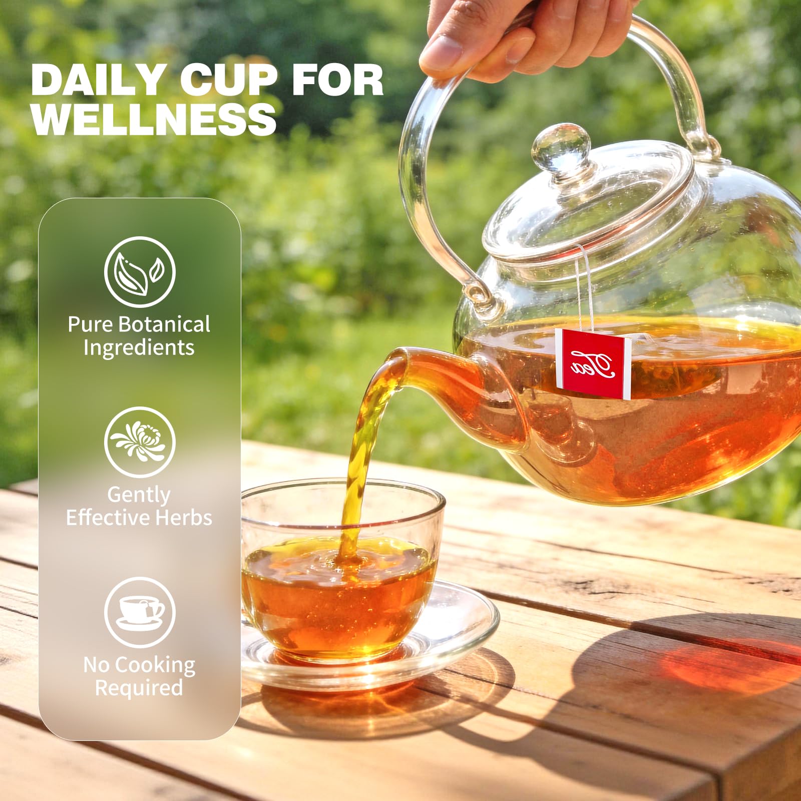 QUMIOBU Dandelion Tea steaming cup offers a comforting, wellness-friendly experience.