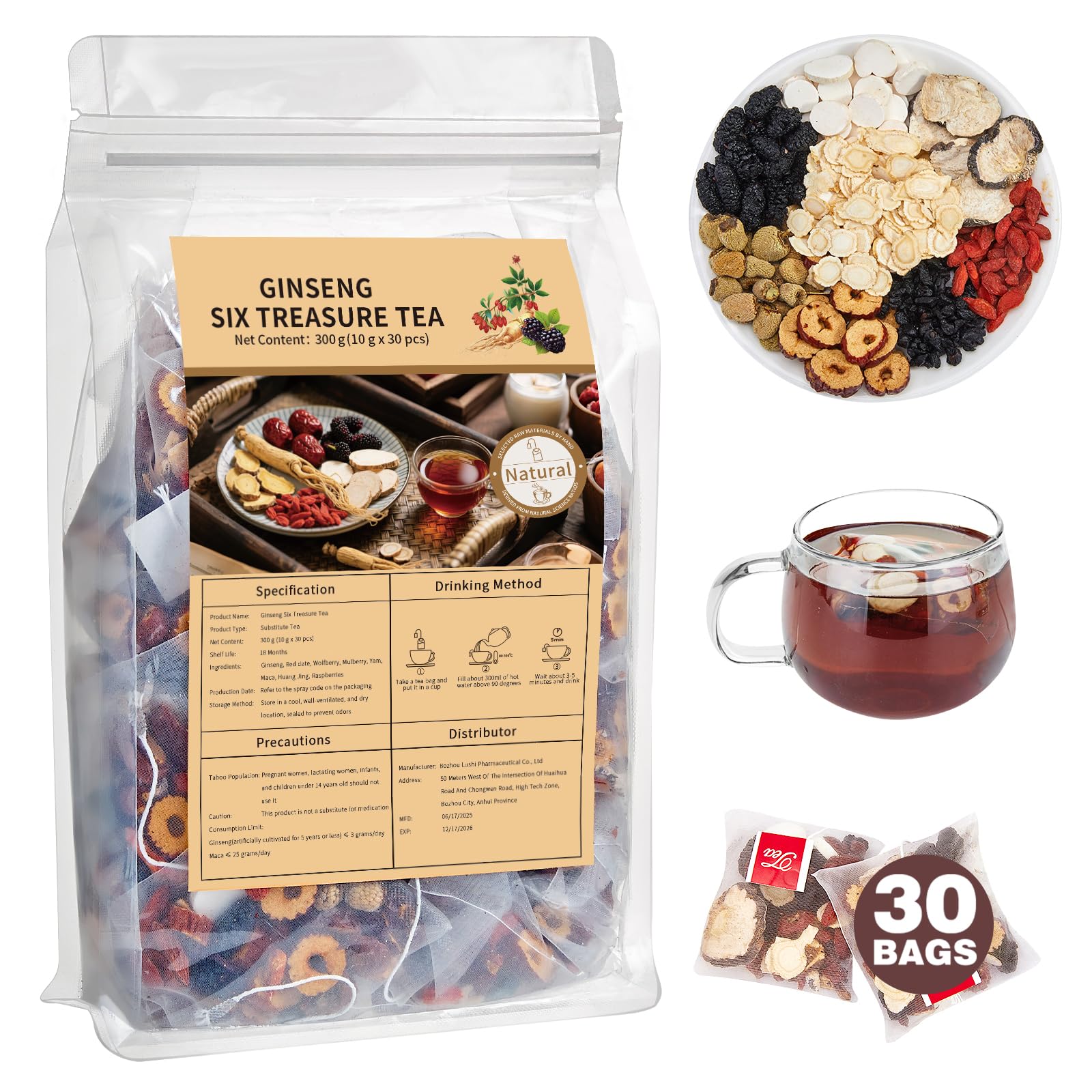 QUMIOBU Kidney Tea Six Treasure bags for quick, on-the-go ritual.