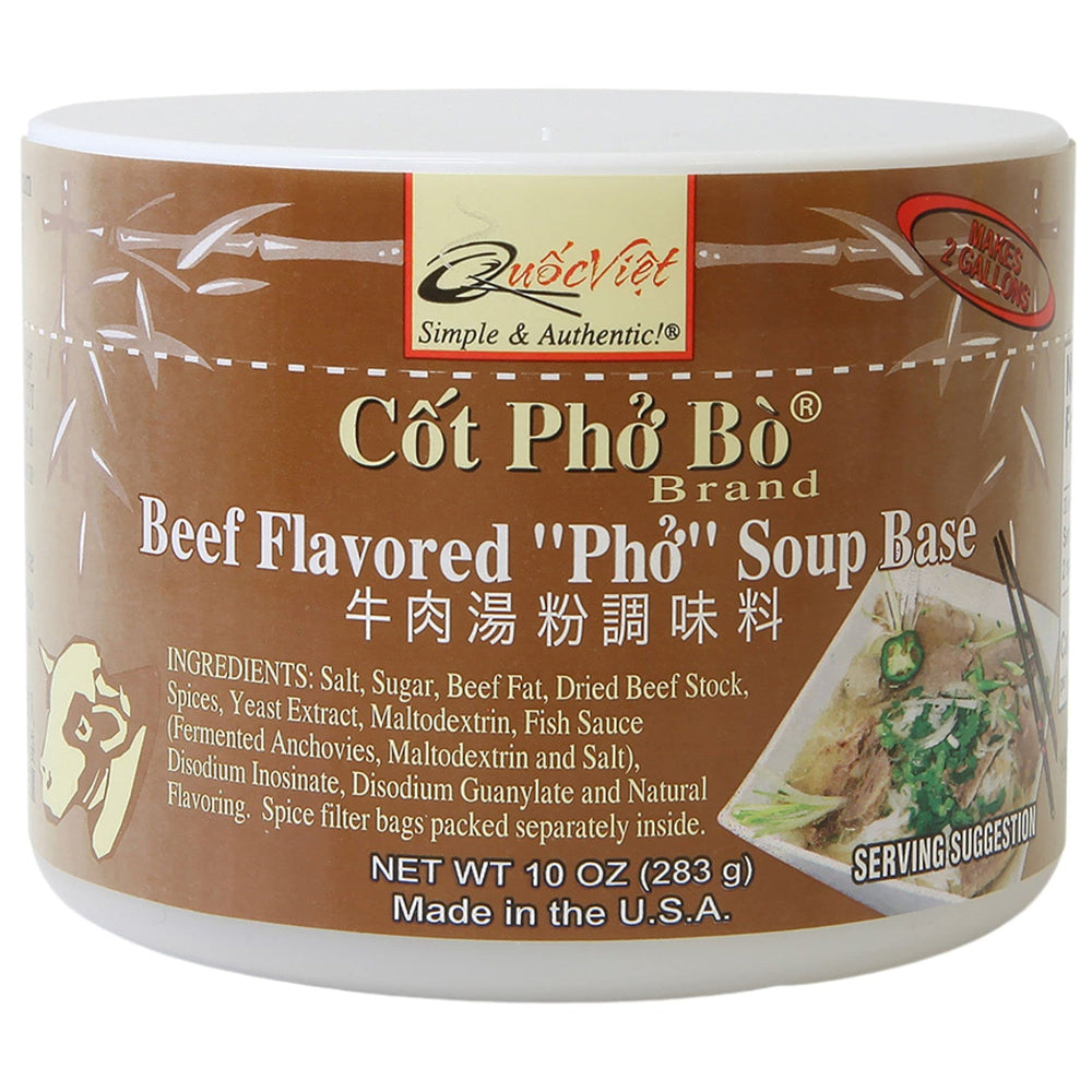 Quoc Viet Foods beef pho base jar showcasing authentic flavor and easy kitchen prep.