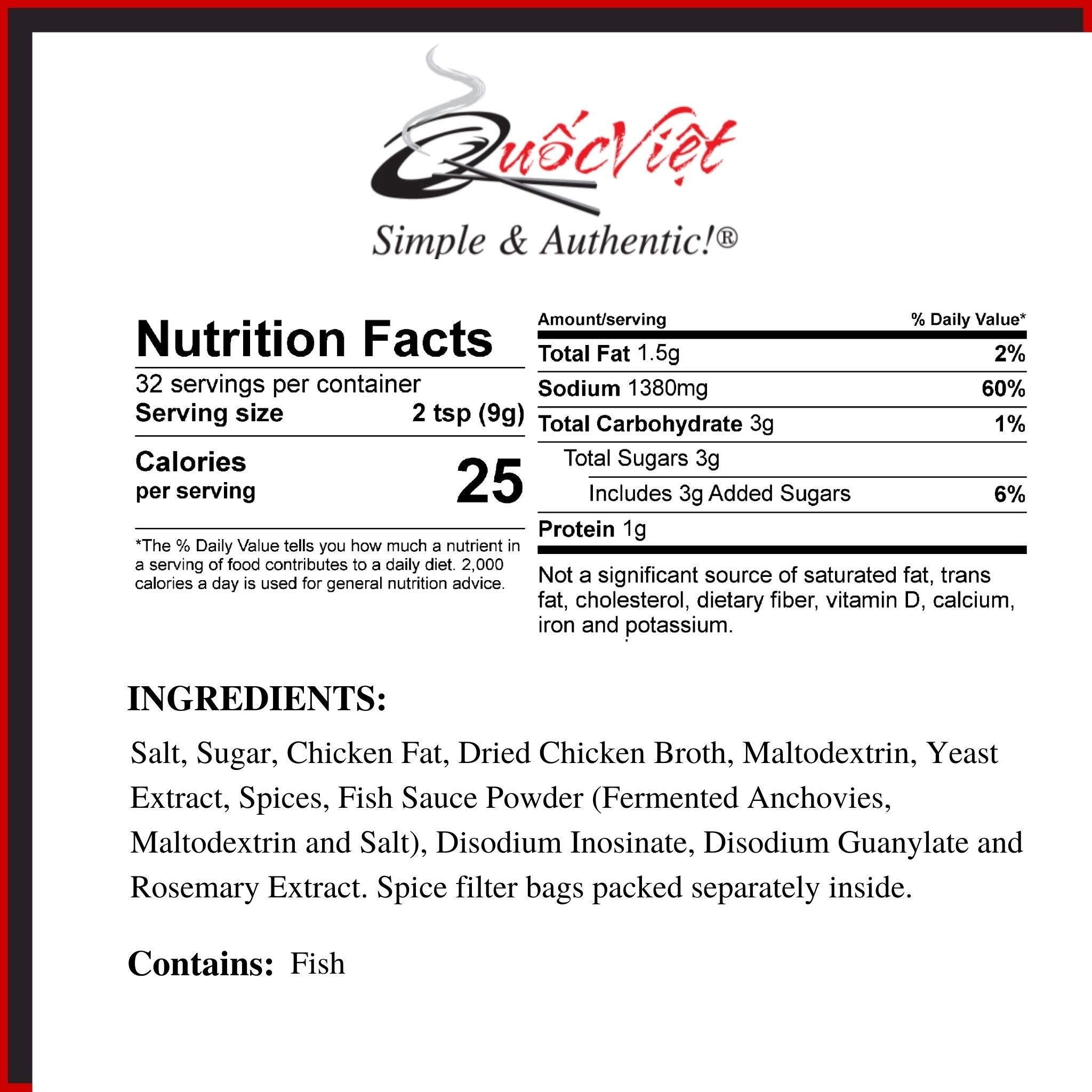 Quoc Viet Foods packaging highlights natural ingredients with no MSG.