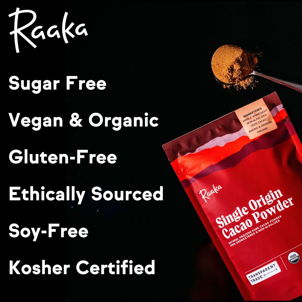 Raaka Cacao Powder Allergen-friendly processing for dairy-free baking