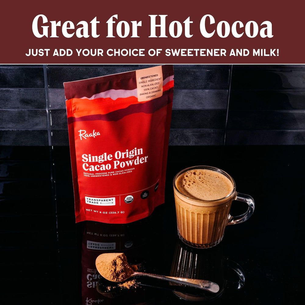 Raaka Cacao Powder for baking brownies and cakes adds depth