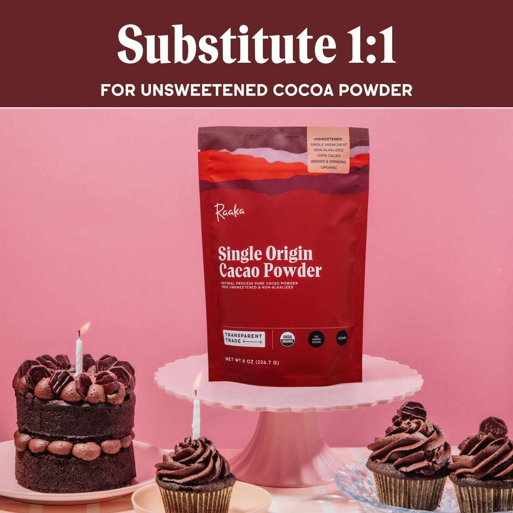 Raaka Cacao Powder Non-Alkalized preserves natural flavor and color