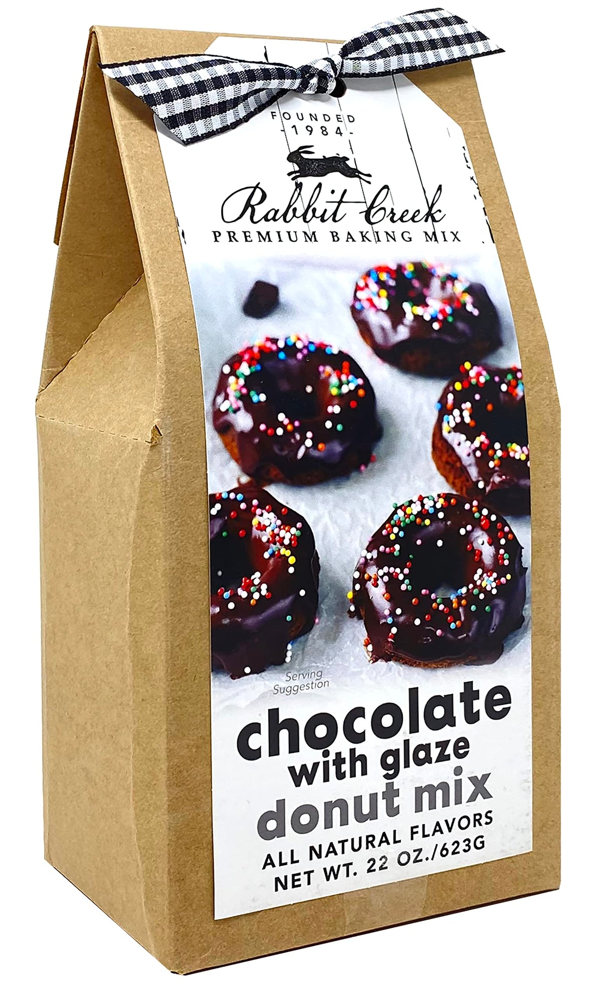 Rabbit Creek Chocolate Donut Glaze front shows bakery-style donuts you can bake at home.