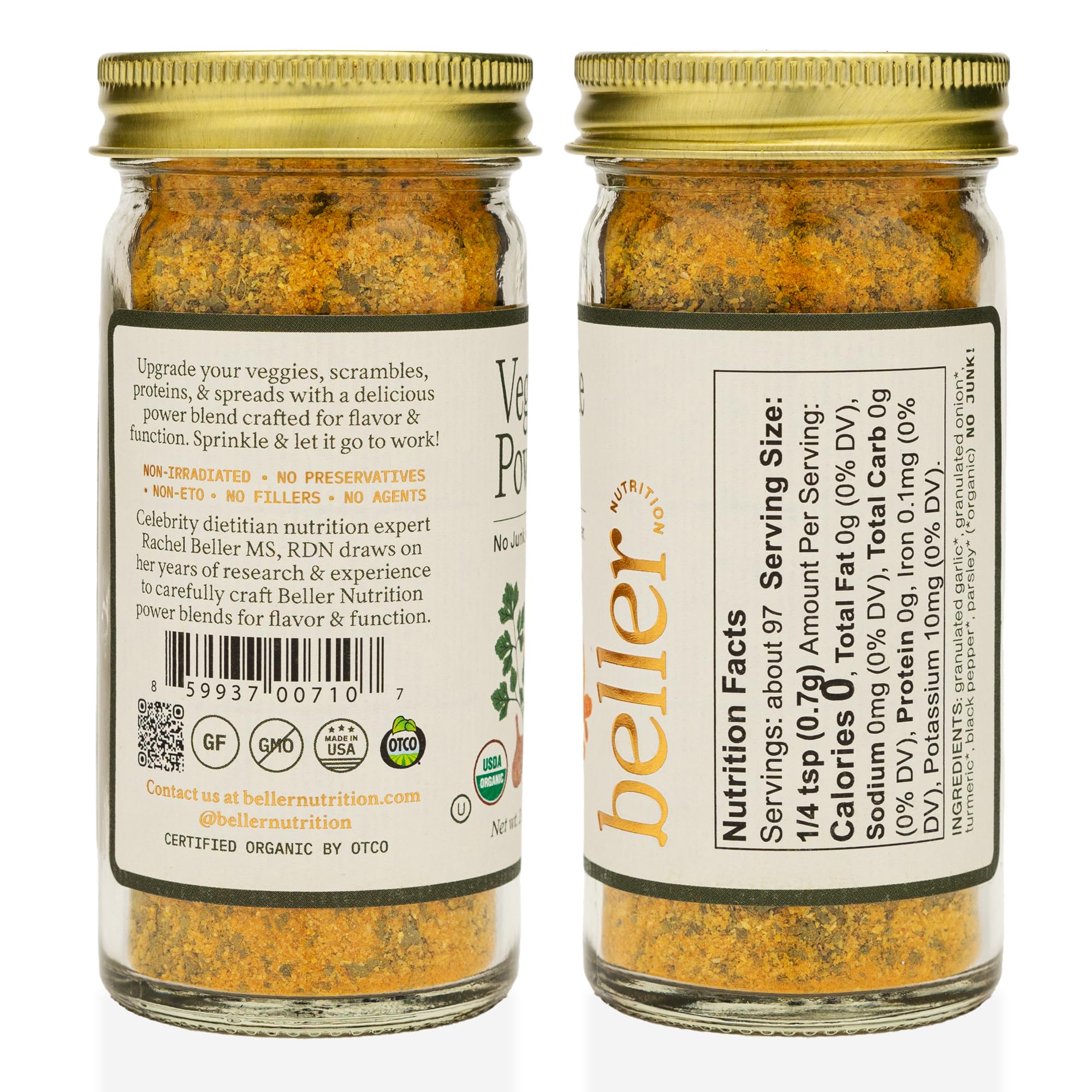 Vegitude Power ingredients close-up highlighting organic onion and garlic with turmeric and parsley
