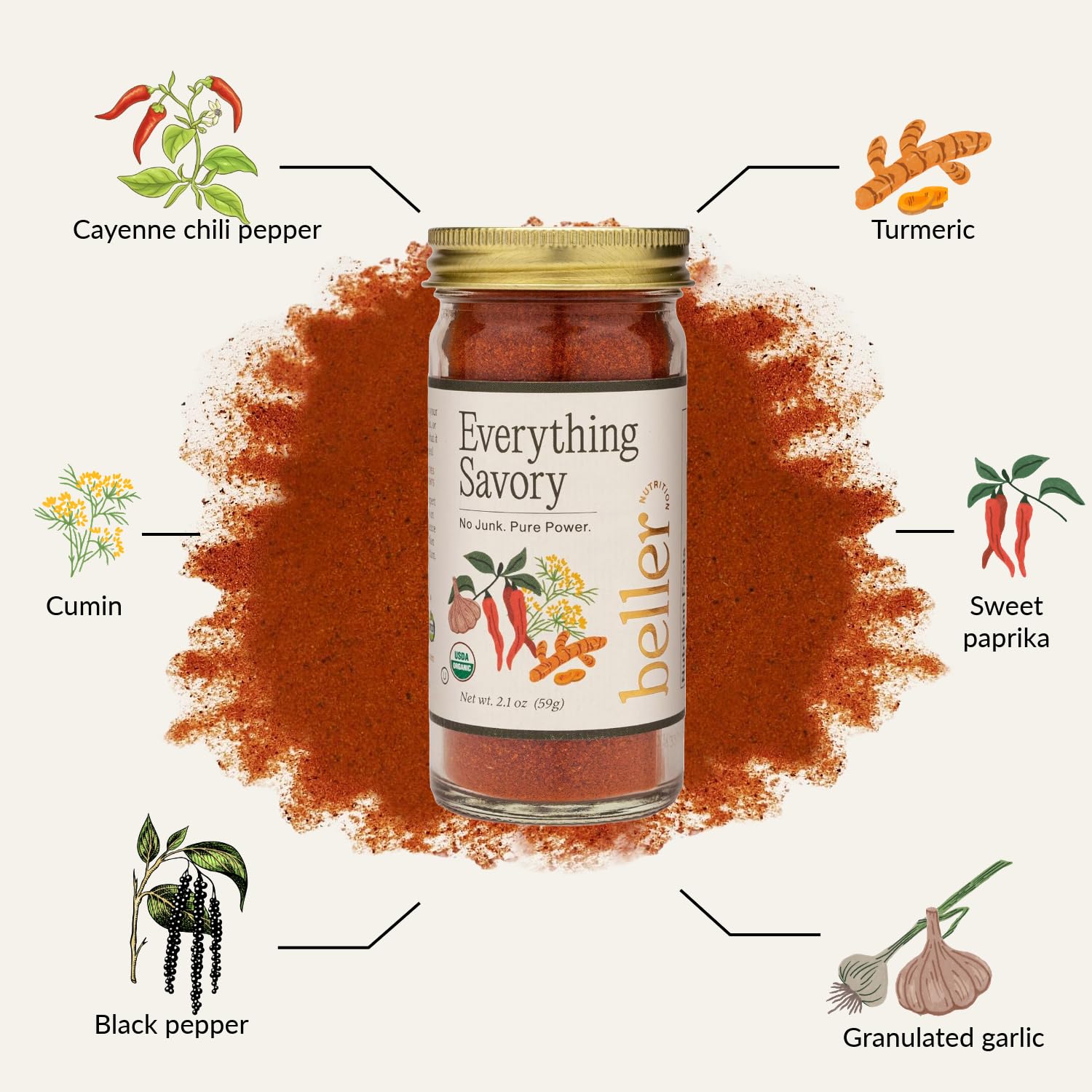 Power Pantry Everything Savory paprika close-up reveals vibrant color and organic ingredients