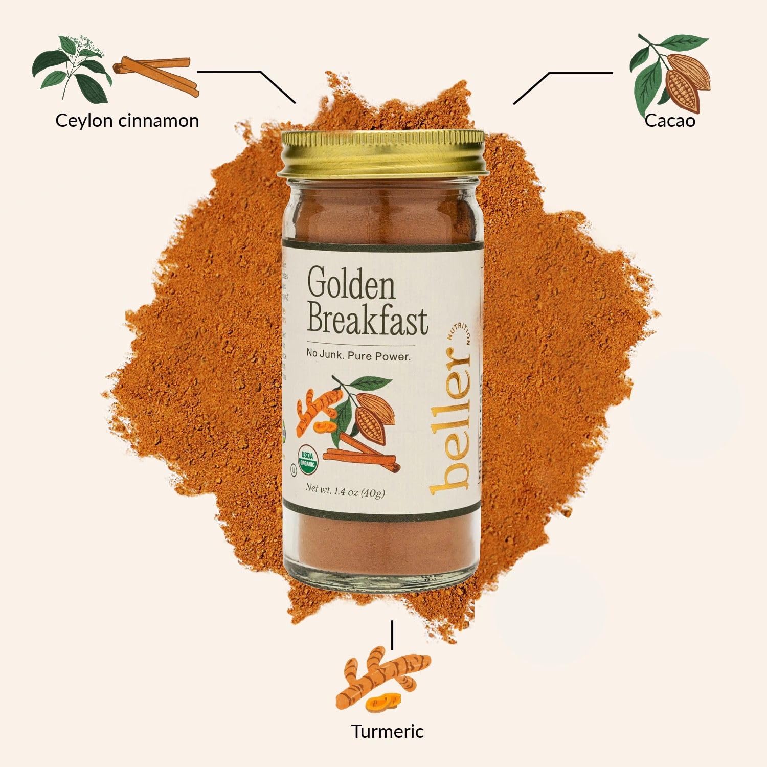 Rachel Beller's Power Pantry Golden Breakfast cinnamon jar closeup for baking