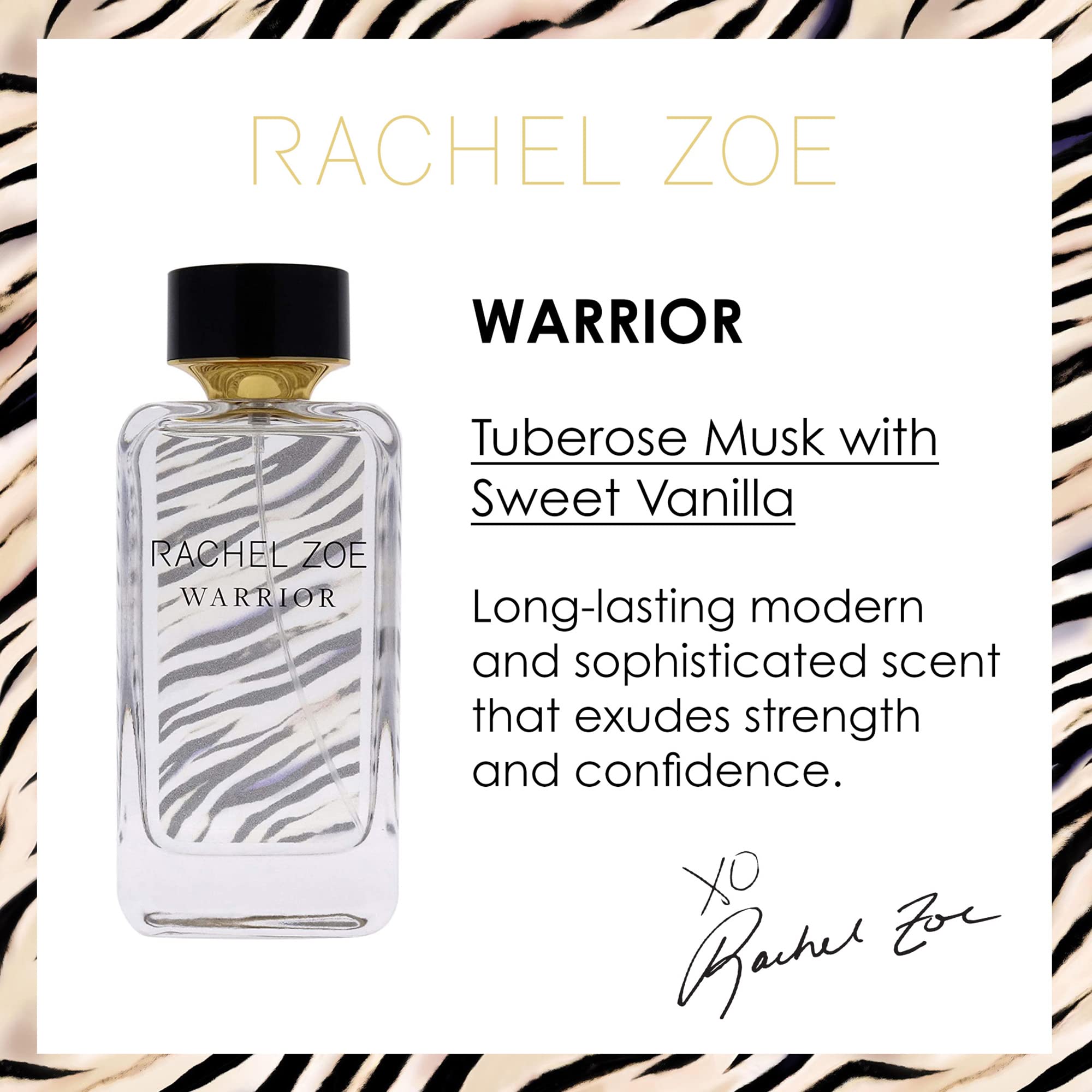 Rachel Zoe Warrior bottle side angle showcasing sleek packaging