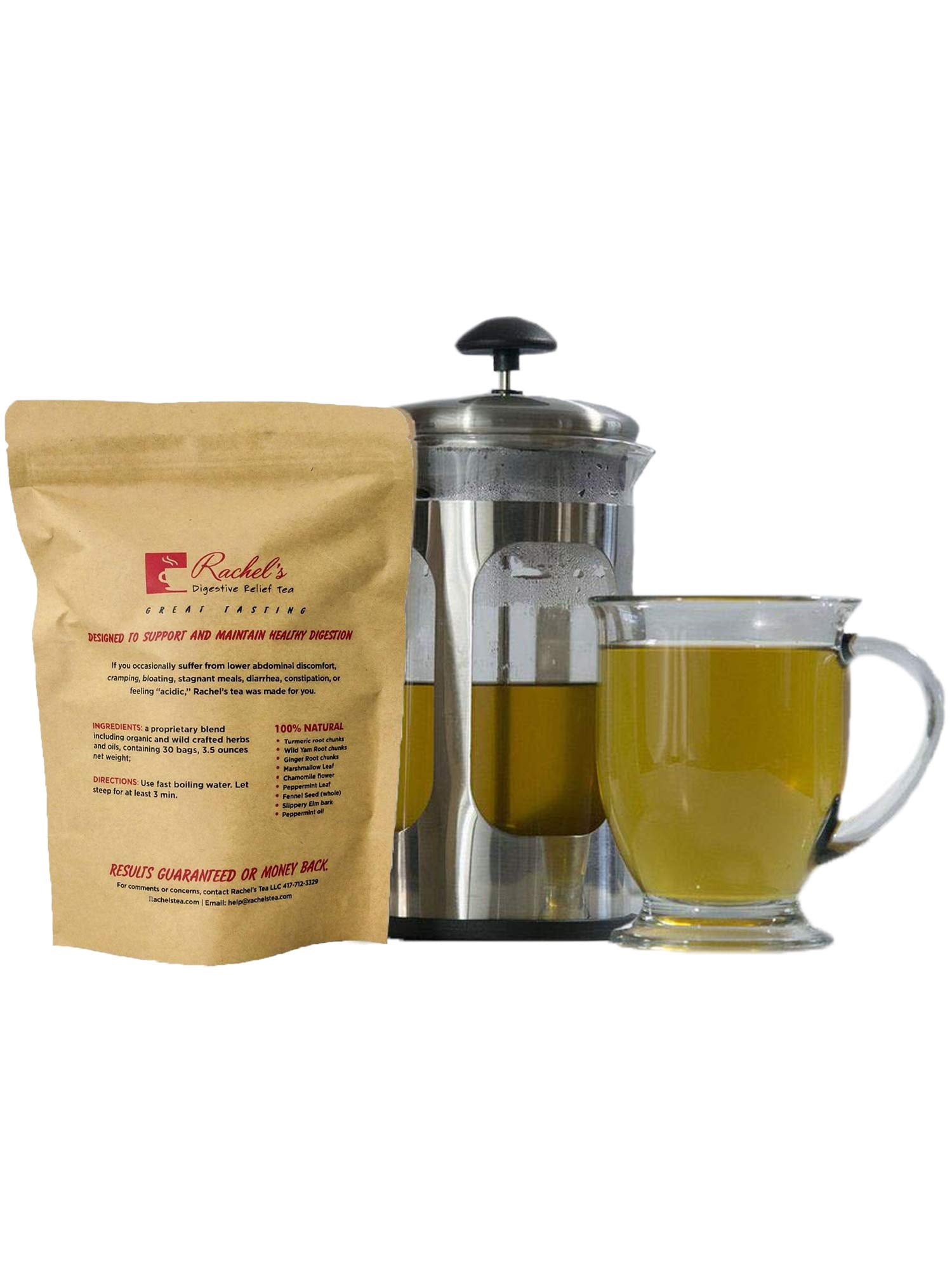 Rachelstea packaging and label emphasizing natural, chemical-free ingredients