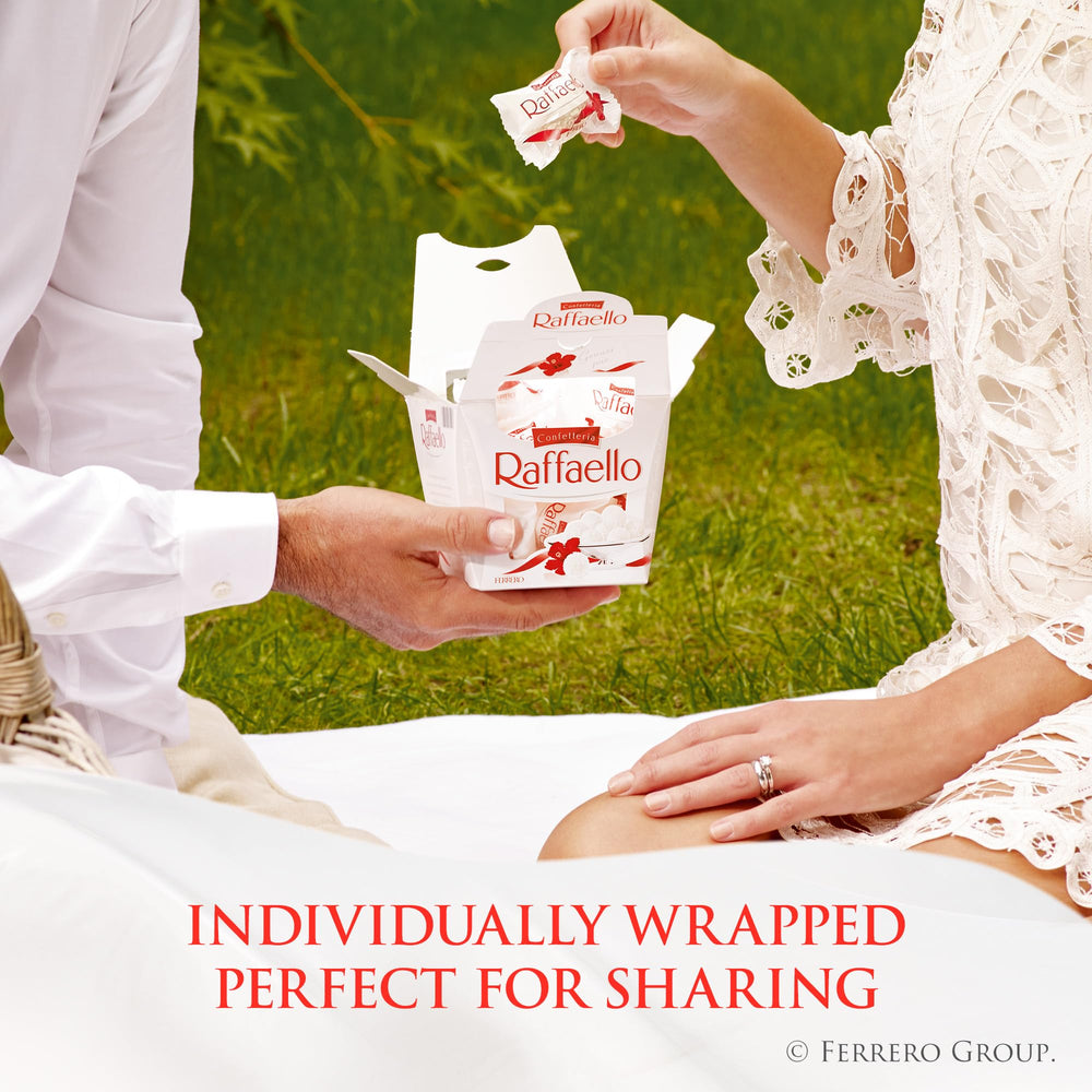 Raffaello creamy almond filling inside a crispy wafer shell for refined bite
