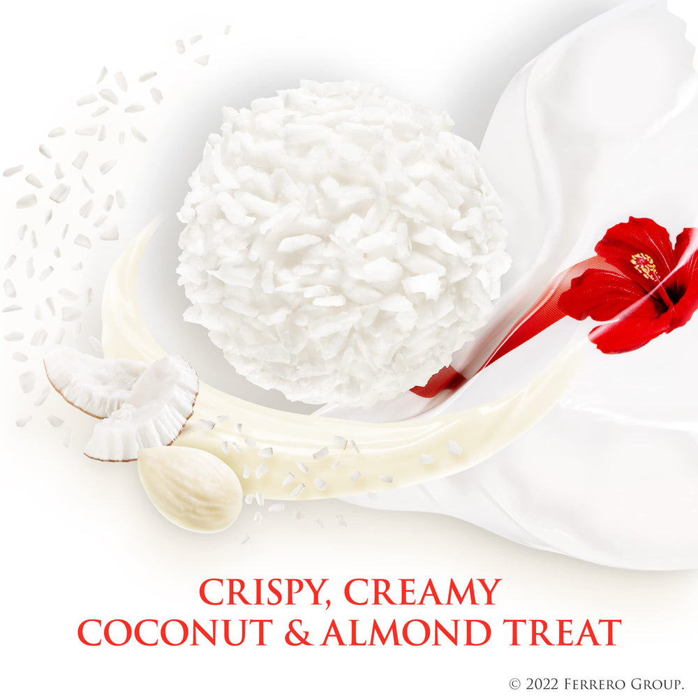 Crispy wafer shell surrounding a creamy coconut filling for gourmet texture.