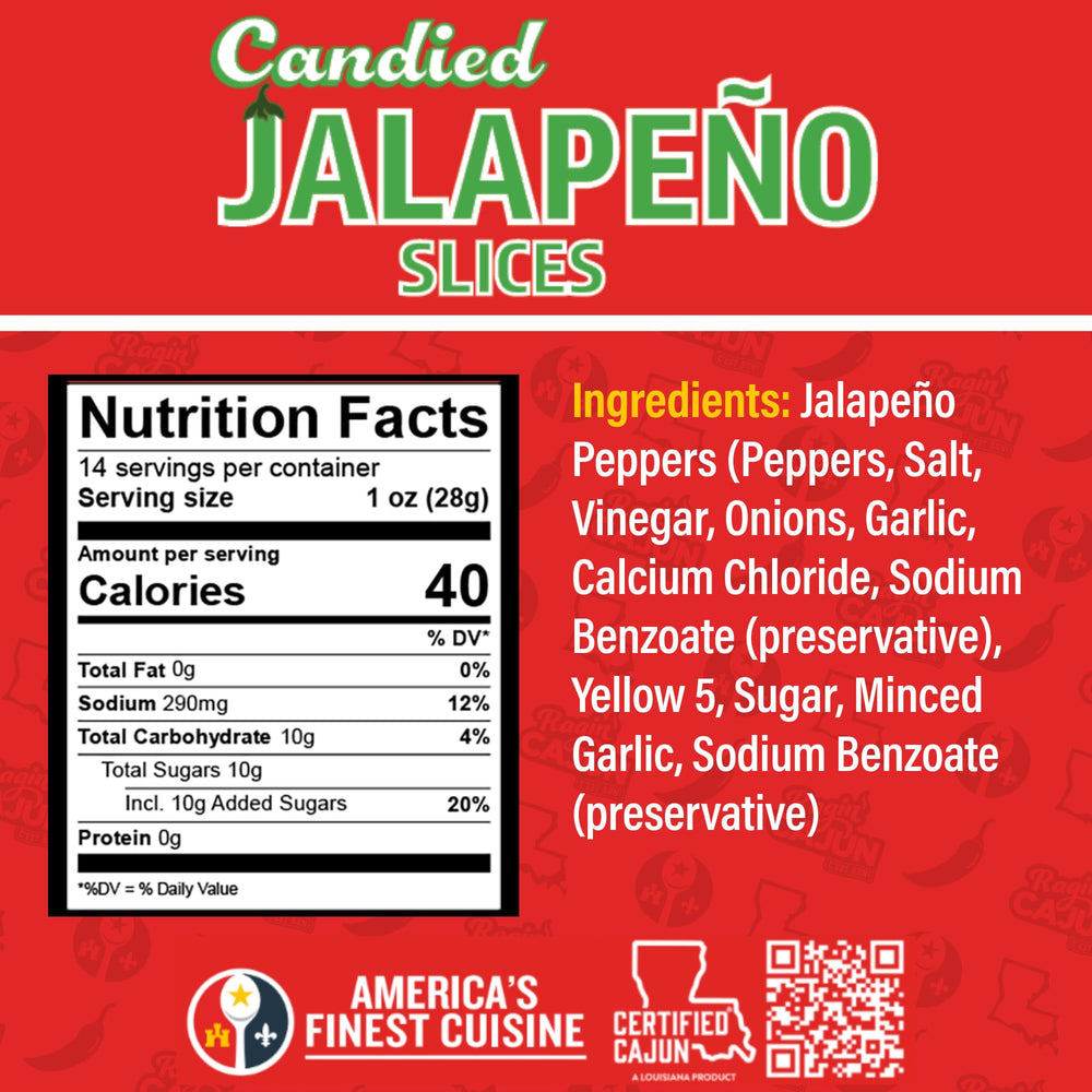 Ragin' Cajun Candied Jalapeño Slices close-up with glaze, great for toppings.