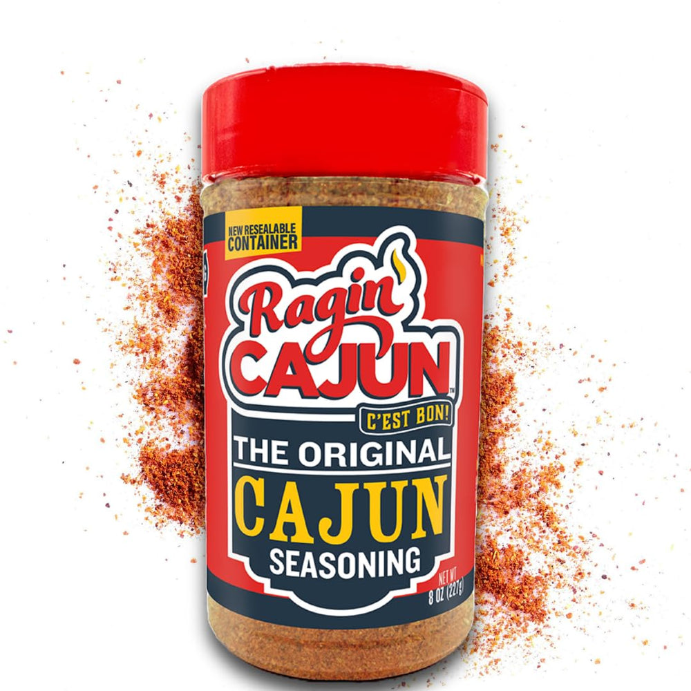 Ragin' Cajun Original Seasoning canister front view for bold, versatile flavor