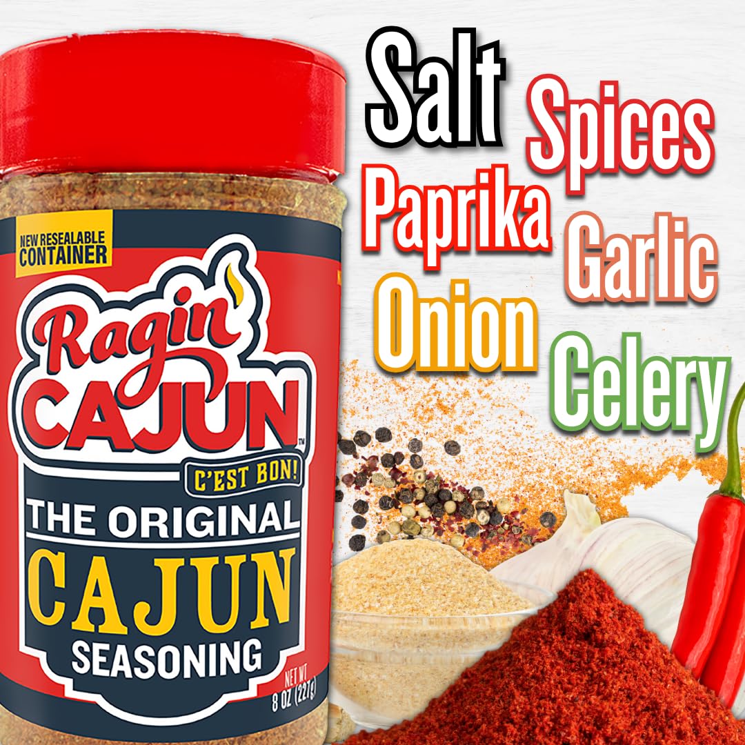 Ragin' Cajun Original Seasoning enhances seafood with smoky Creole notes