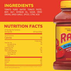 RAGÚ Old World Style Sauce with Meat close-up shows ripe tomatoes and herbs.