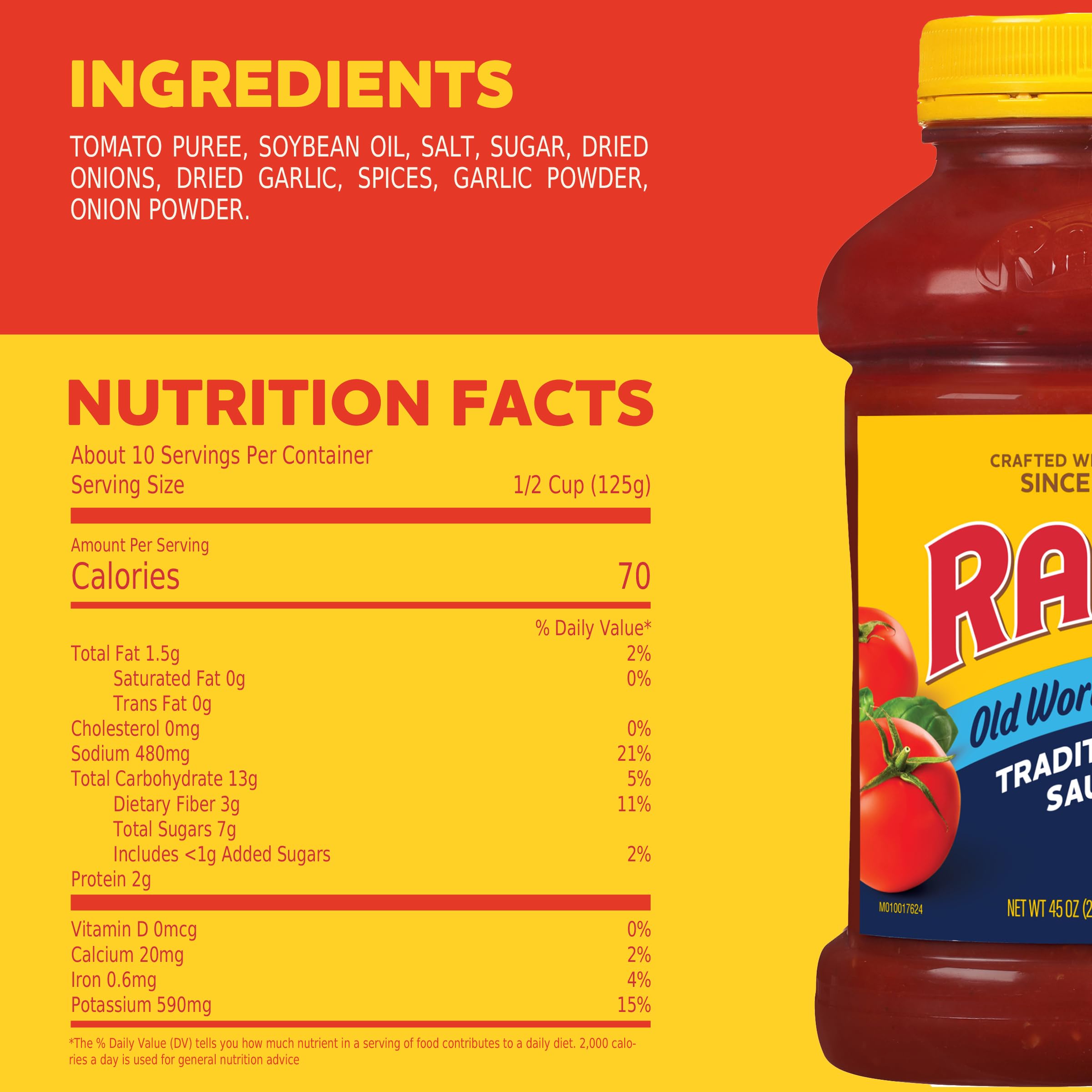 Refrigerator door with Ragú Old World Style sauce jar after opening