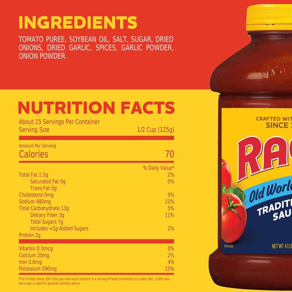 RAGÚ Old World Style Traditional Sauce 66oz jar top view on label
