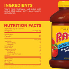 RAGÚ Old World Style Traditional Sauce 66oz jar top view on label