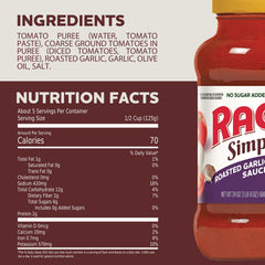 RAGU Simply Roasted Garlic ingredient close-up highlighting simple Non-GMO components