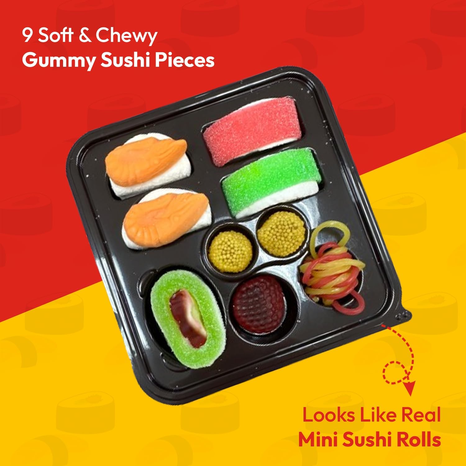 Raindrops gummy sushi layers with chewy textures for snack time