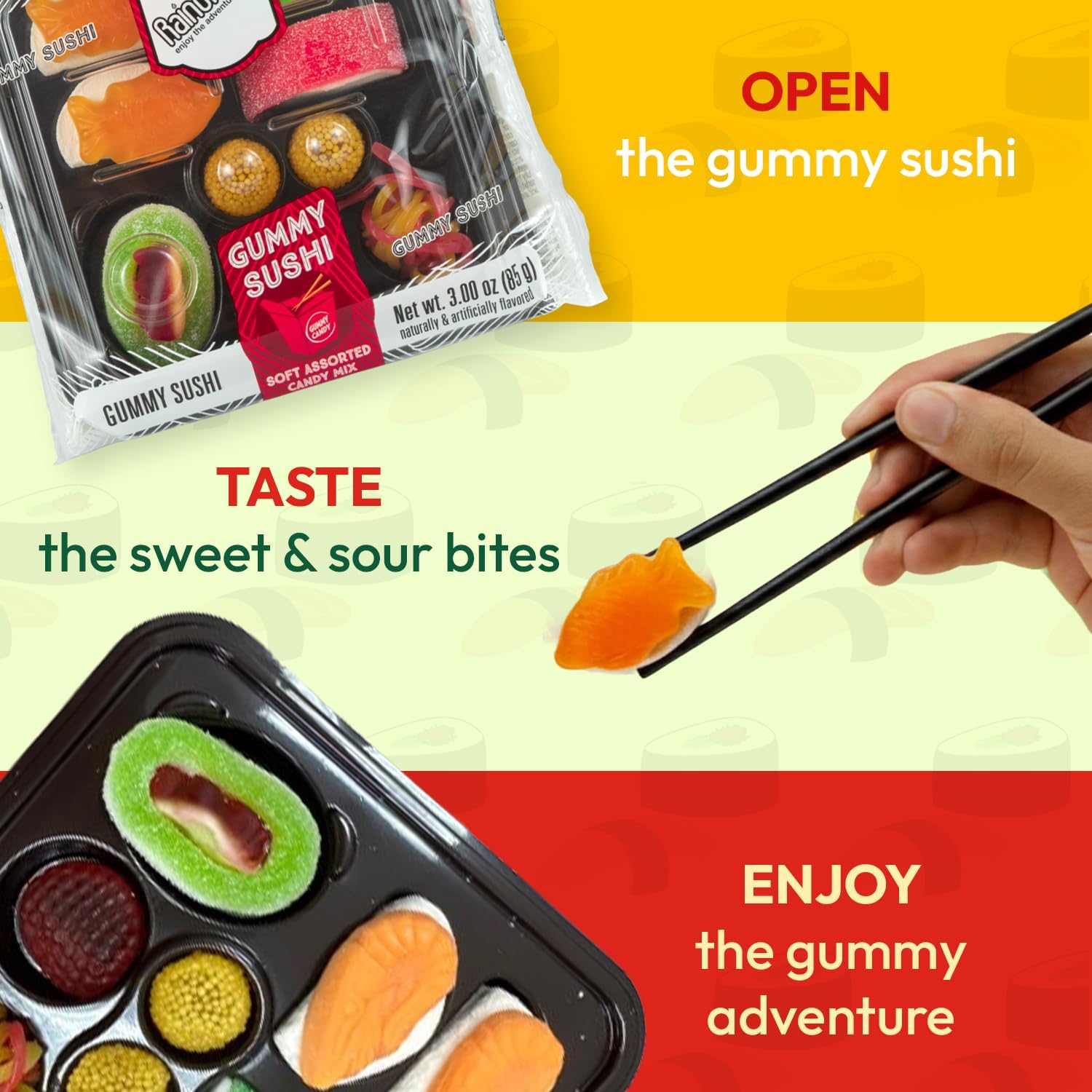 Raindrops gummy sushi as a lunchbox snack for kids and adults