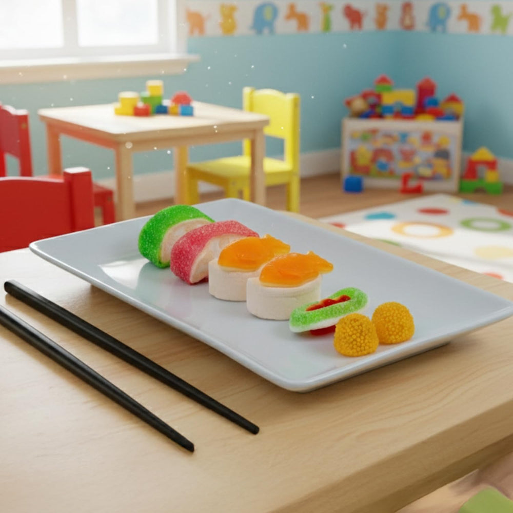 Raindrops sushi-themed candy assortment adds whimsy to lunchboxes and gatherings.