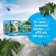 Rainforest Artesian Water aluminum can side profile keeps beverages cold