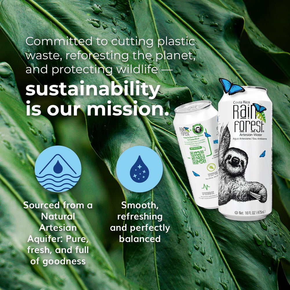Rainforest Artesian Water aluminum can design premium and portable