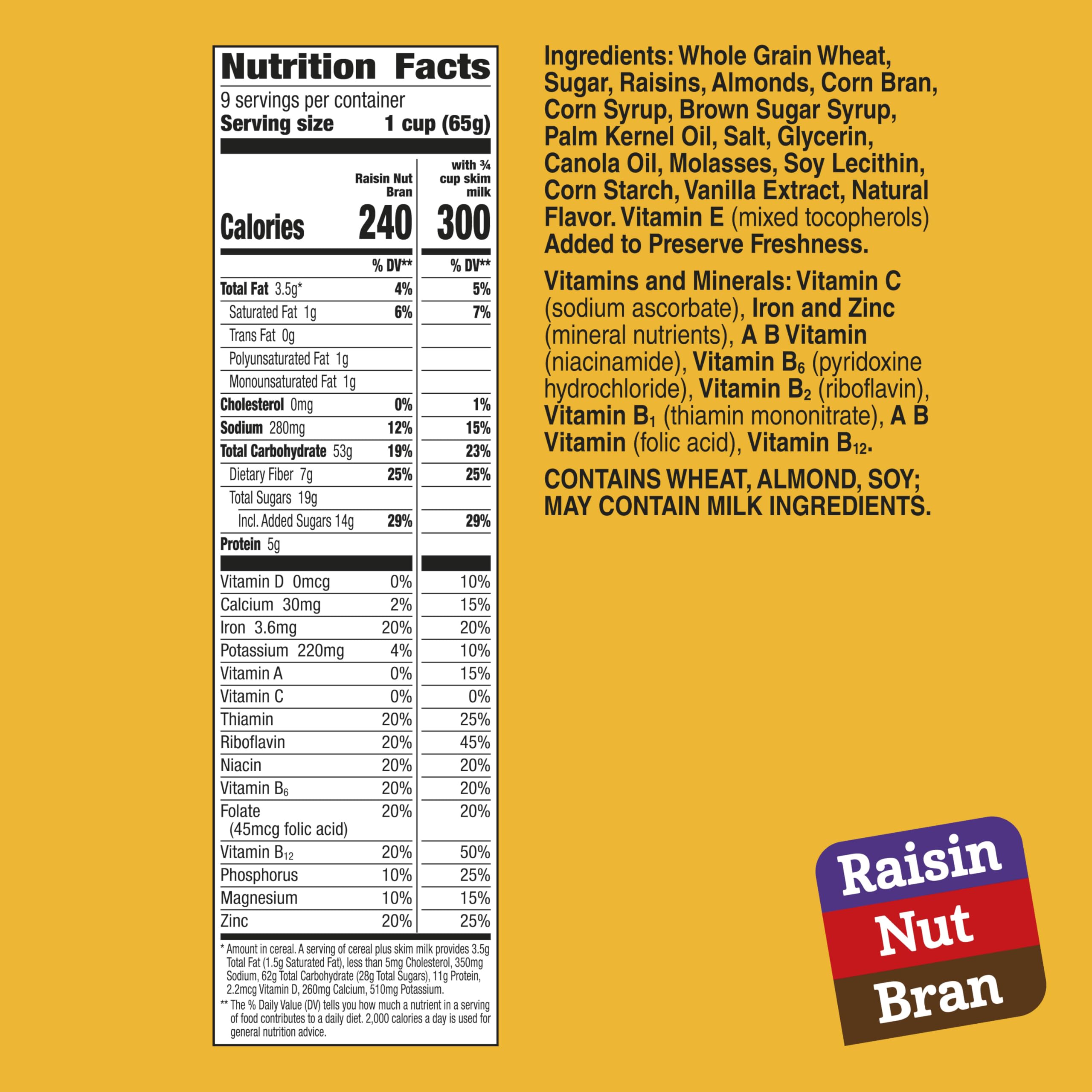 Raisin Nut Bran cereal raisins close-up for natural sweetness and texture.