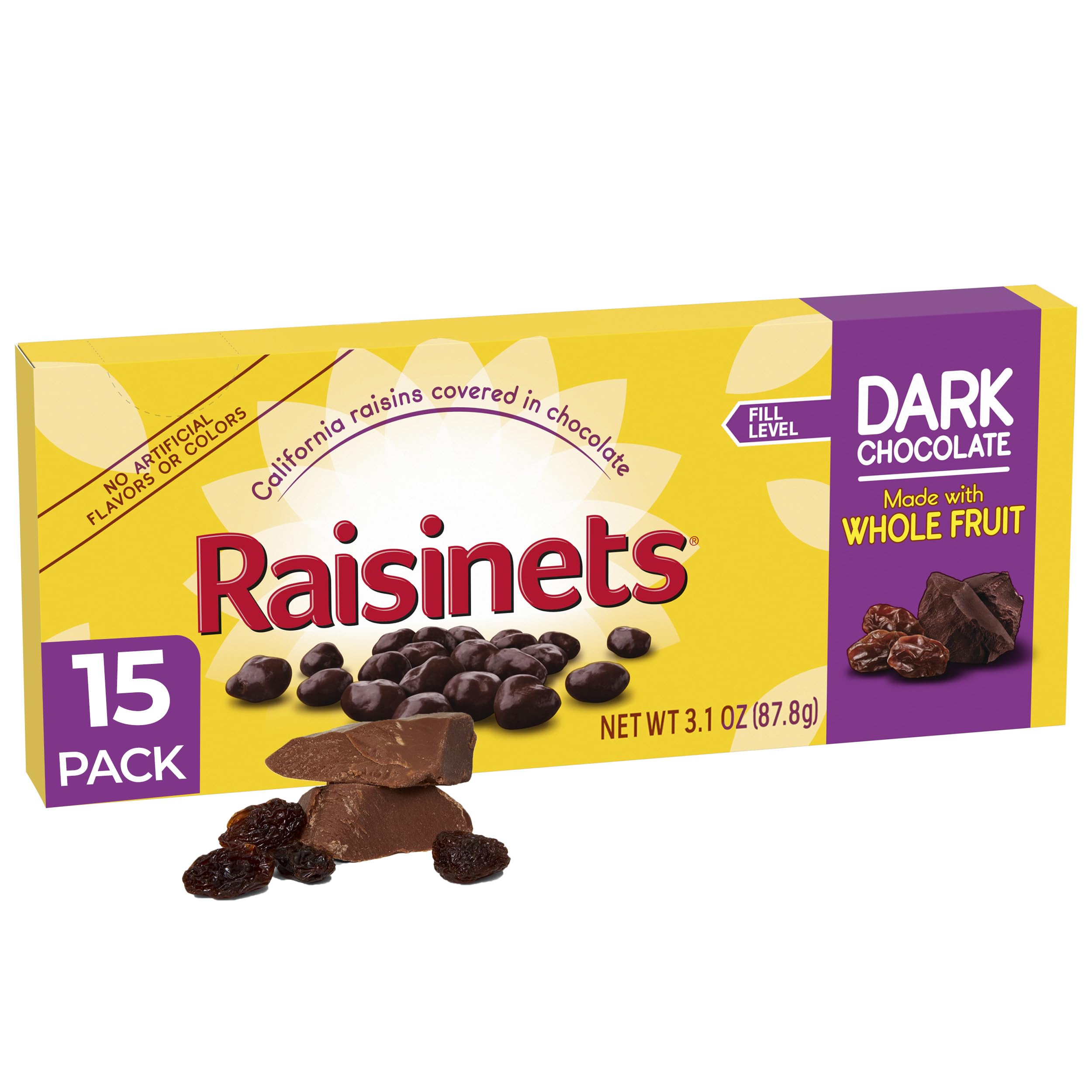 Raisinets dark chocolate covered raisins box for movie night snacking
