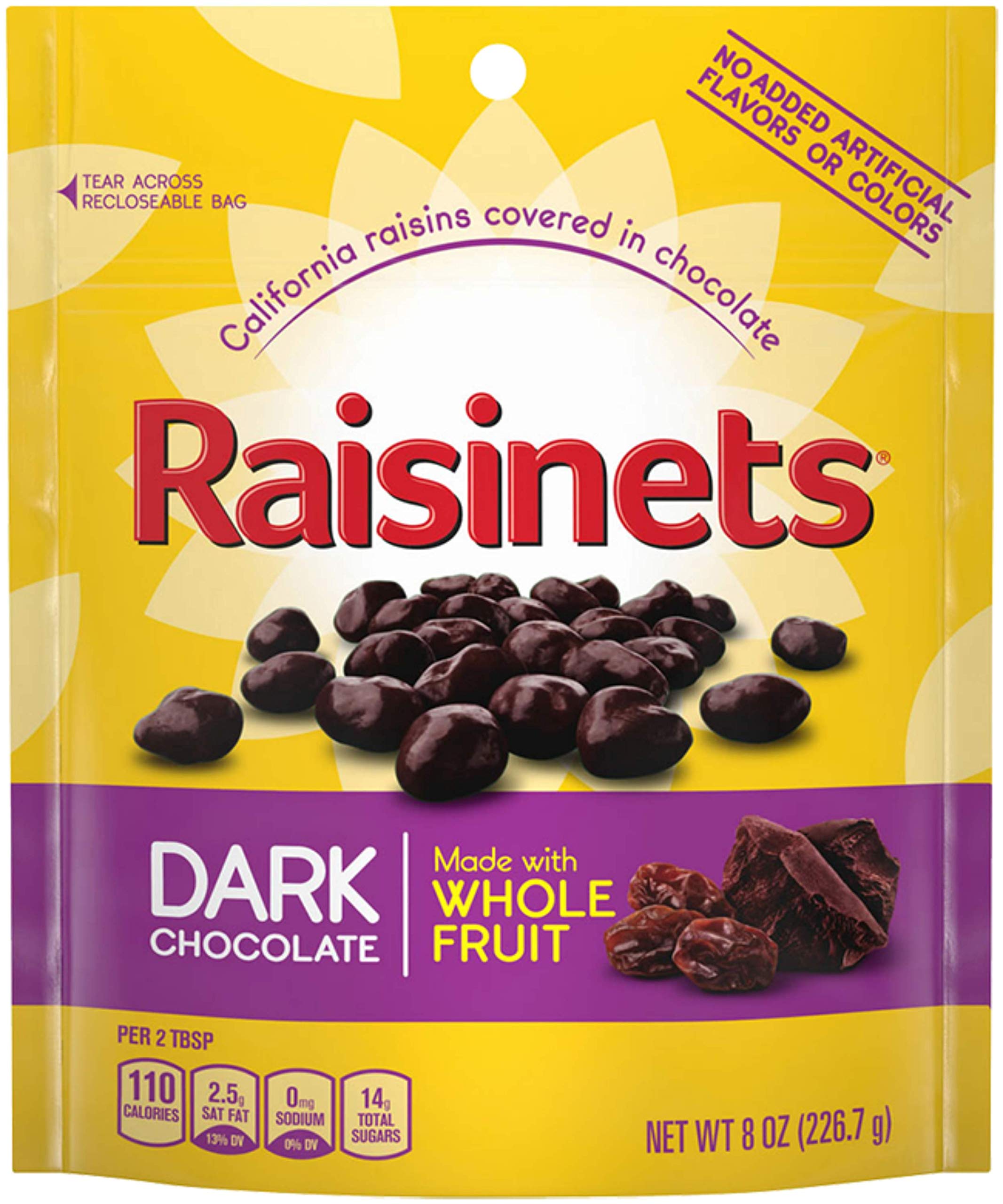 Raisinets dark chocolate raisin bag for on-the-go snacking.
